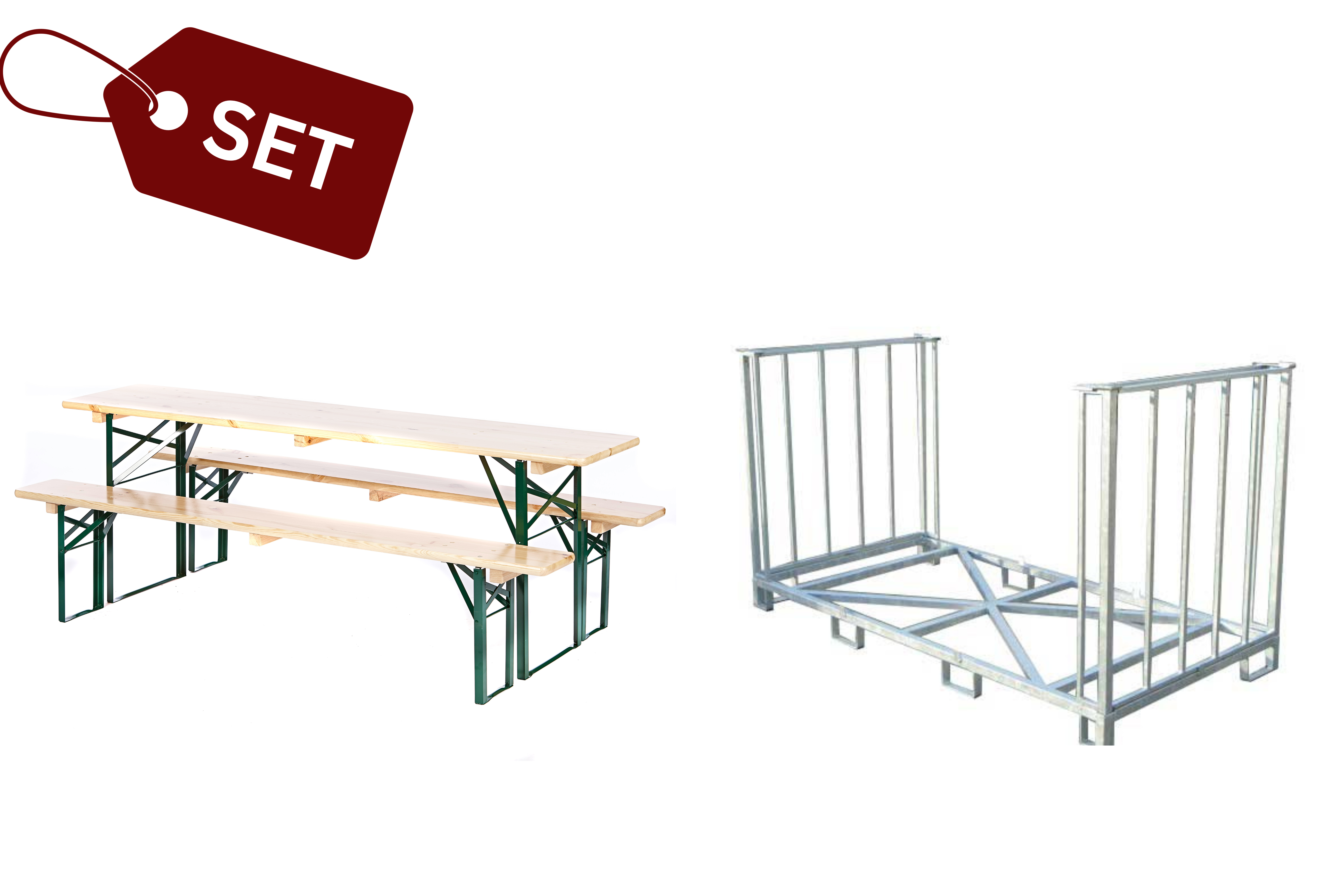 SET: 15 Bierzeltgarnituren in Brauereiqualität, farblos (70er) (N) + Transportbox