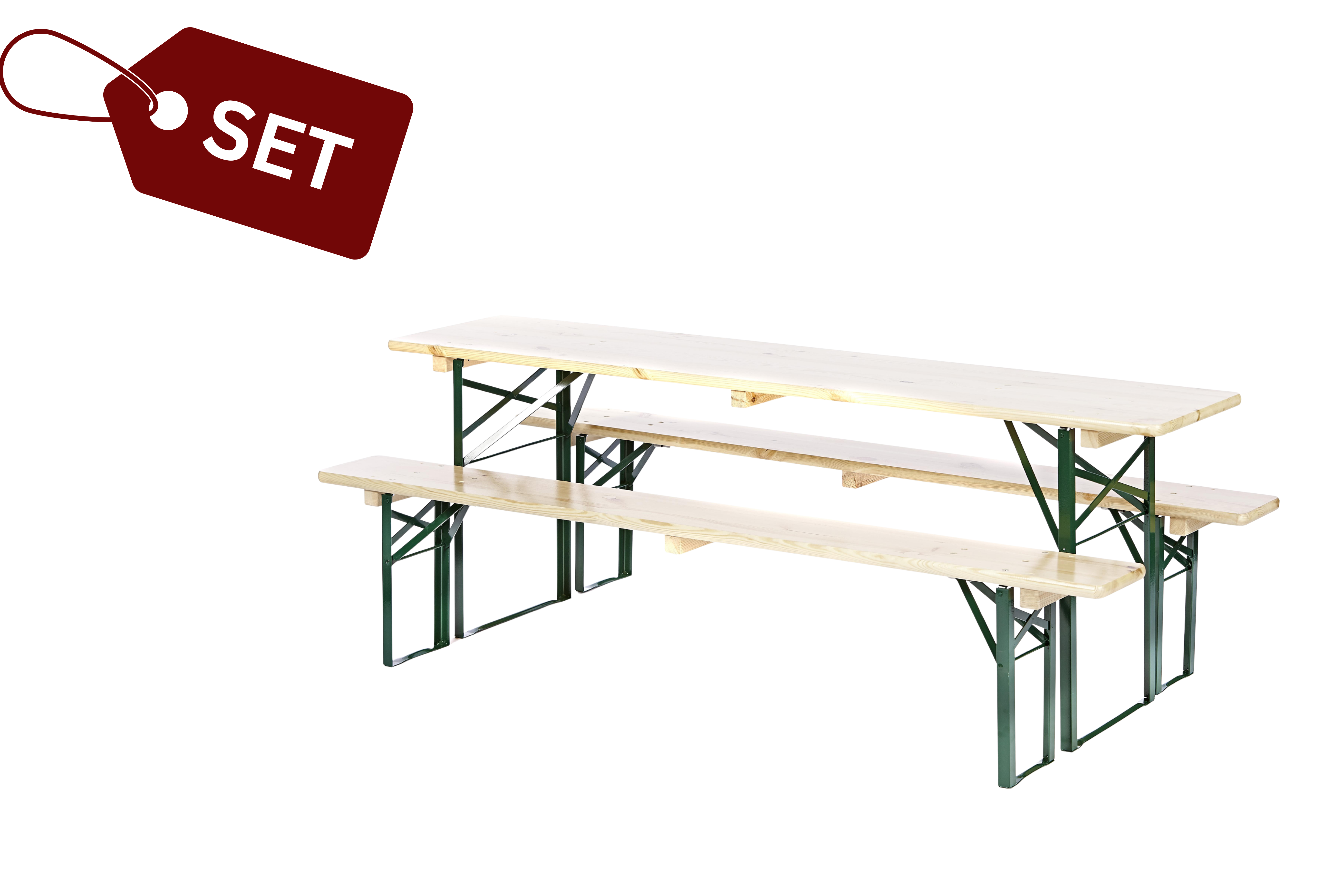 SET: 5 Bierzeltgarnituren in Brauereiqualität, farblos (50er) + Transportbox