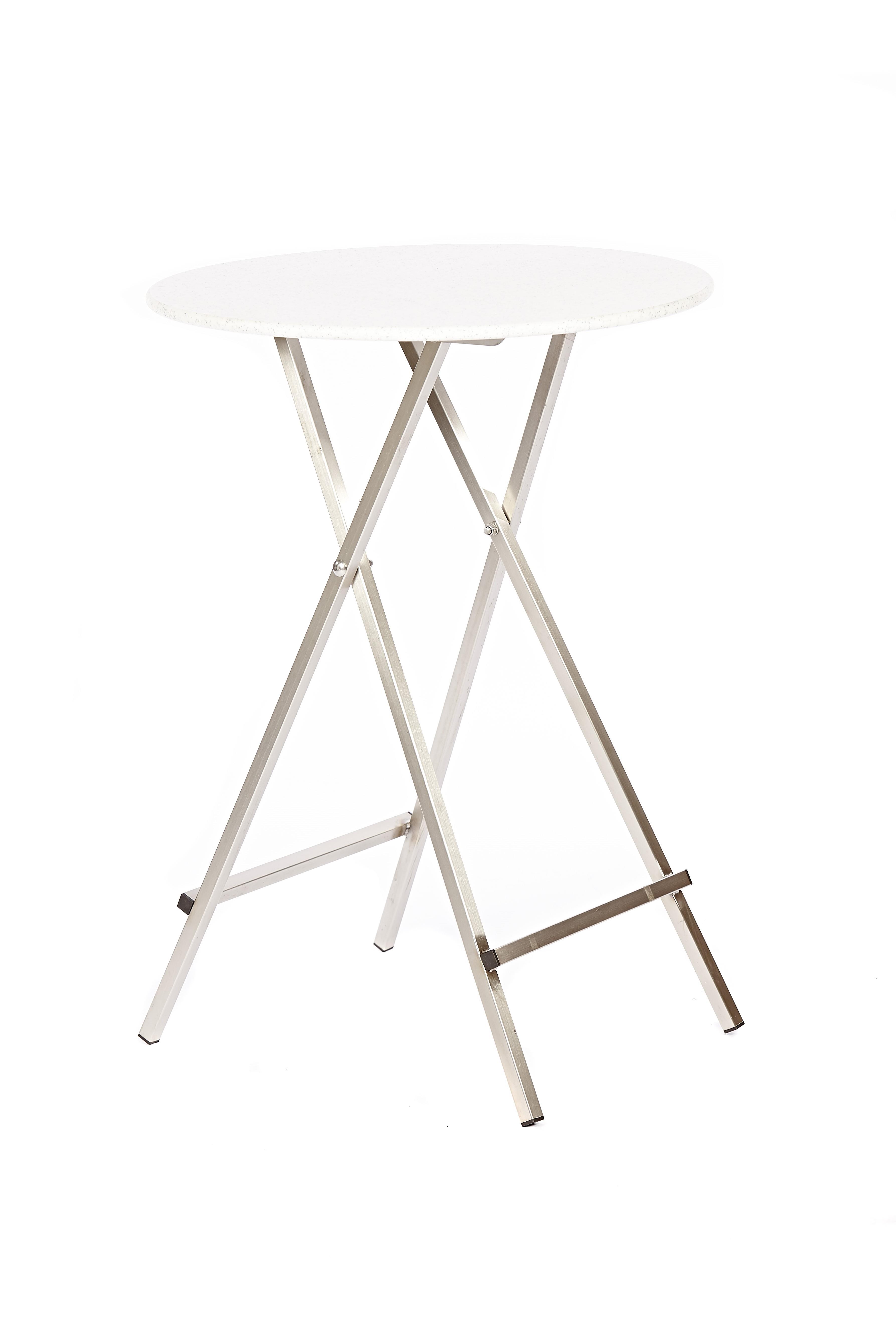 Stehtisch Solida mit Edelstahluntergestell (Ø 80 cm) I (Weiß-Schwarz) 