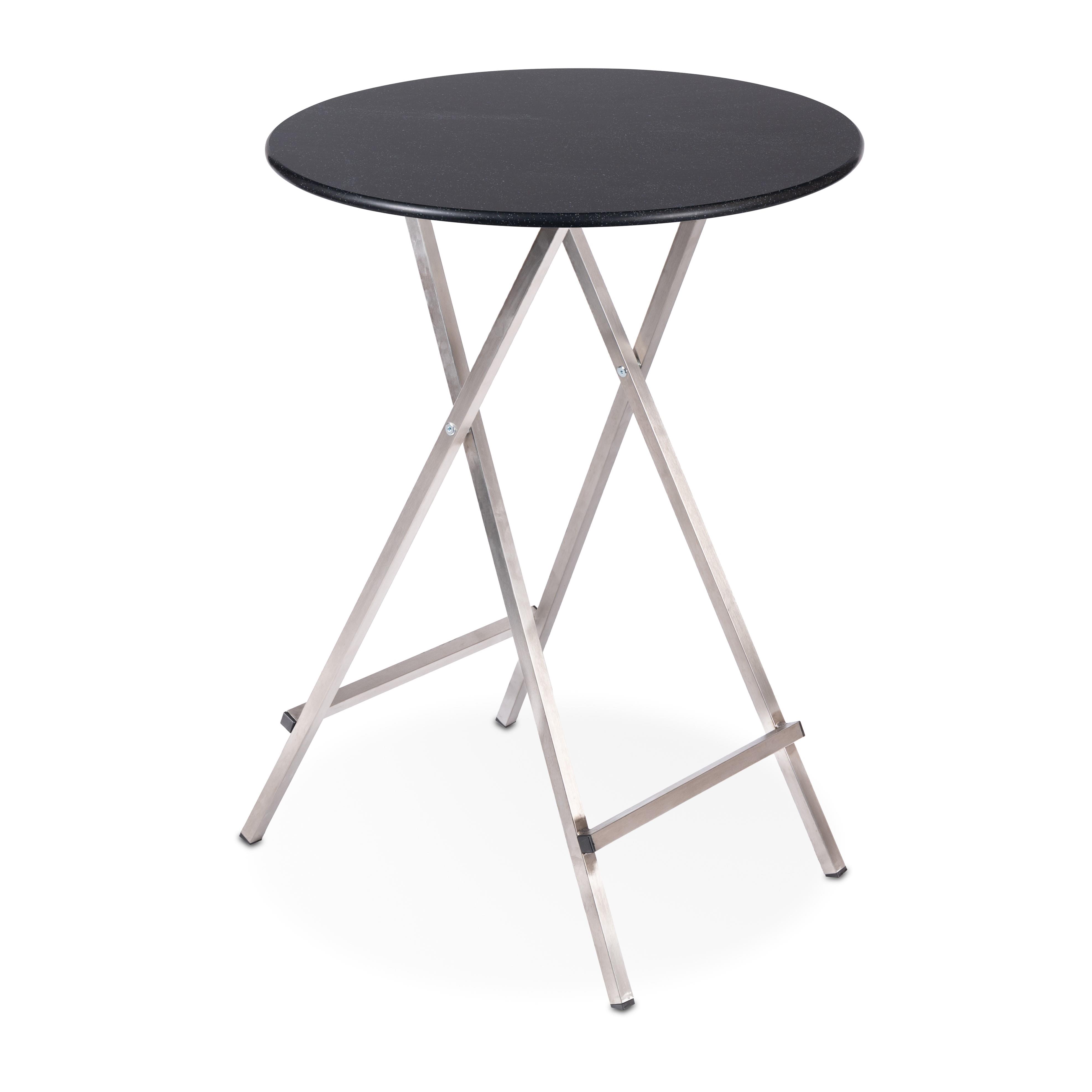 Stehtisch Solida, Edelstahluntergestell (Ø 80 cm) I (Schwarz-Weiß)