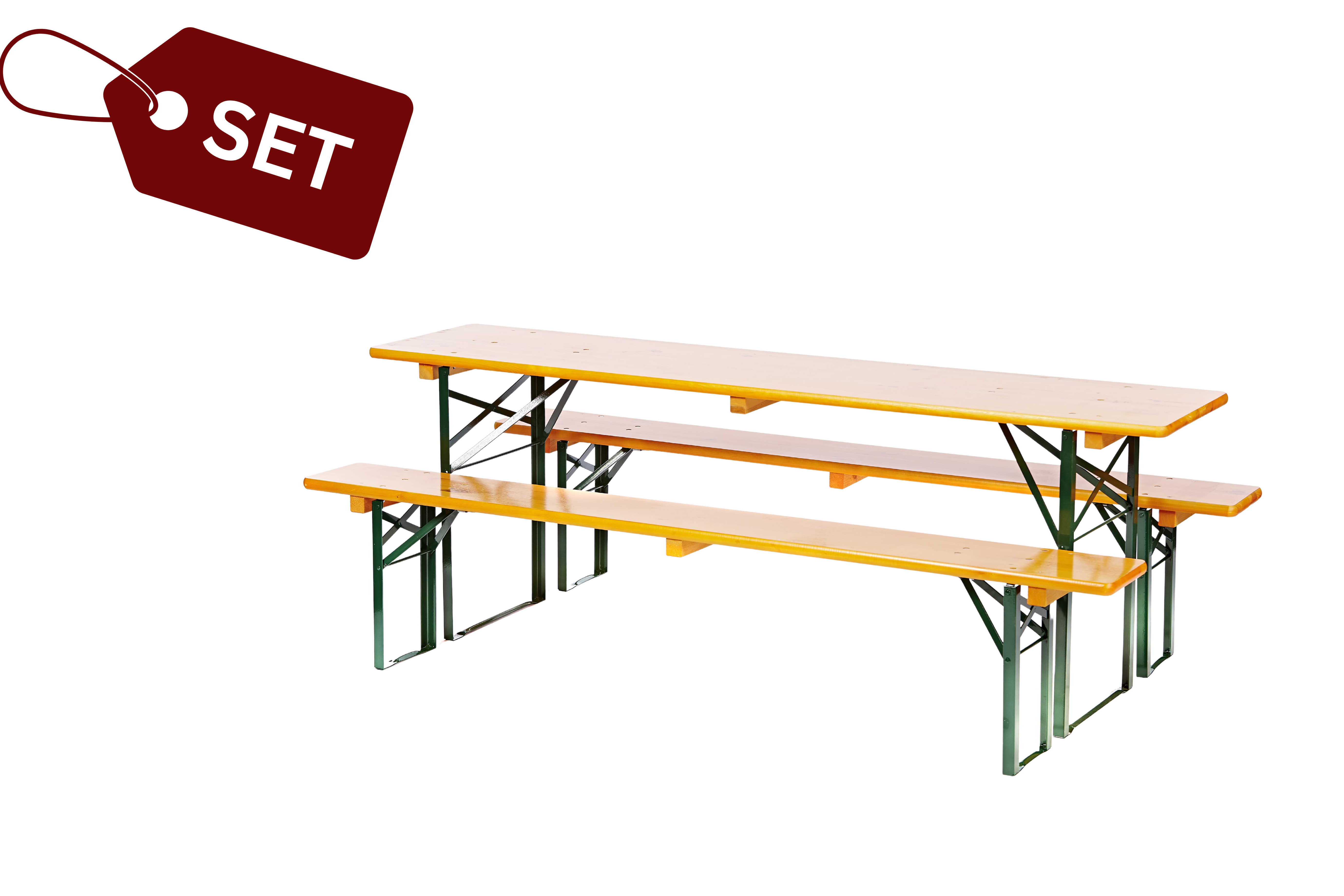 SET: 5 Bierzeltgarnituren in Brauereiqualität, orange (50er) + Transportbox